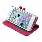 Wholesale iPhone 5 5S Simple Leather Wallet Case with Stand (Hot-Pink)